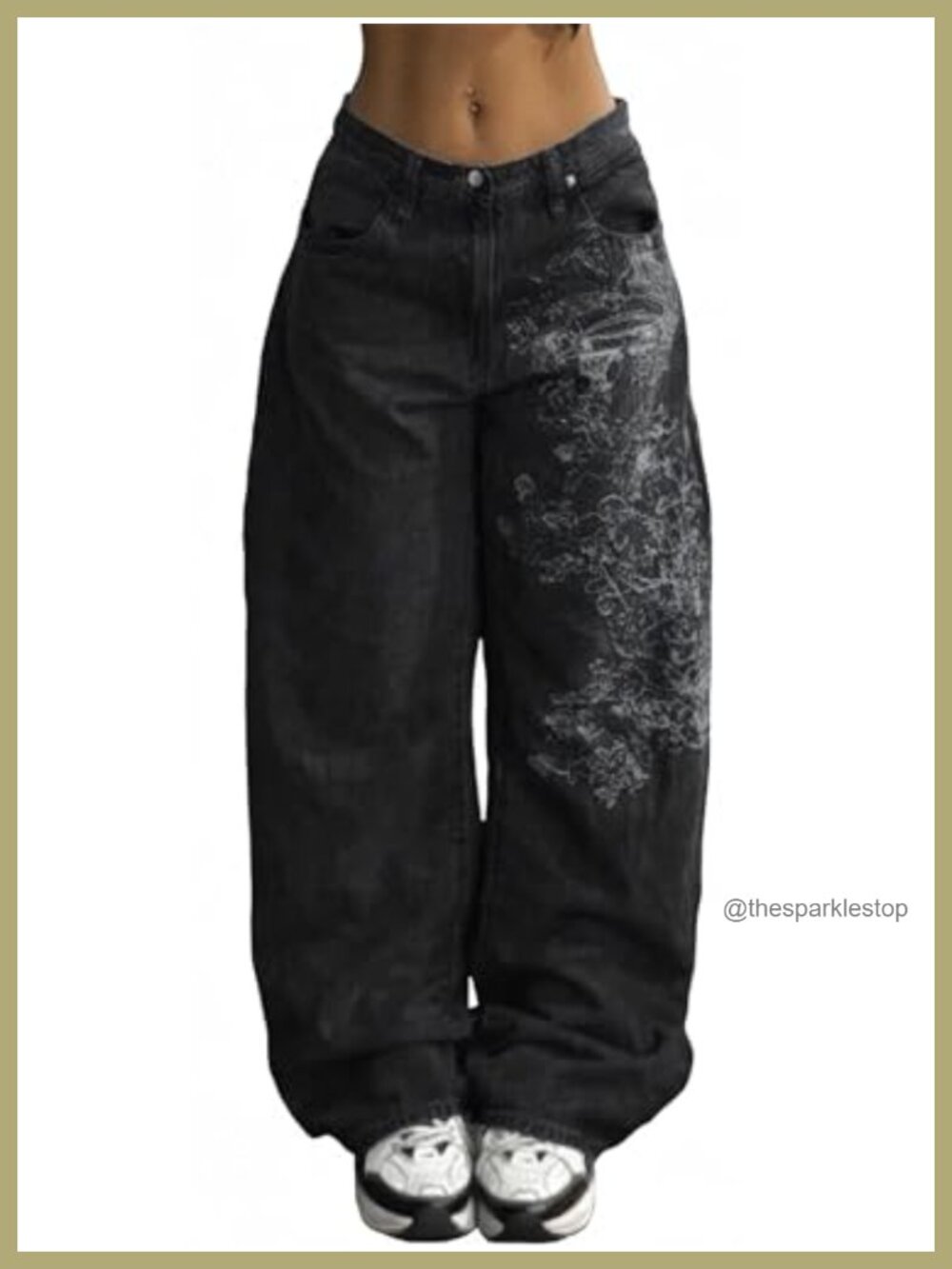 Xineicy Women's Baggy Y2K Grunge Barrel Jeans Mid-Low Waist Gothic Denim Pants